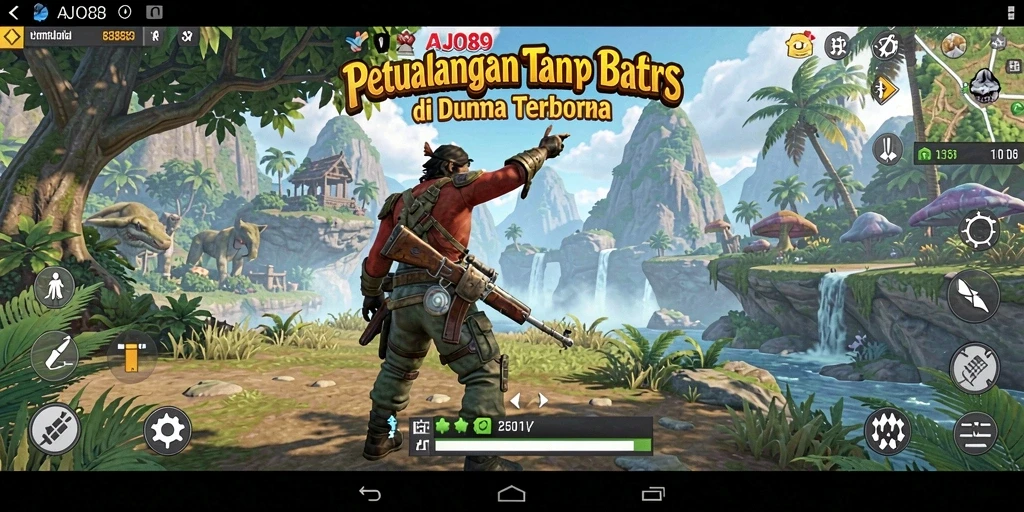 Screenshot gameplay AJO89 menampilkan petualangan mendebarkan di dunia terbuka.