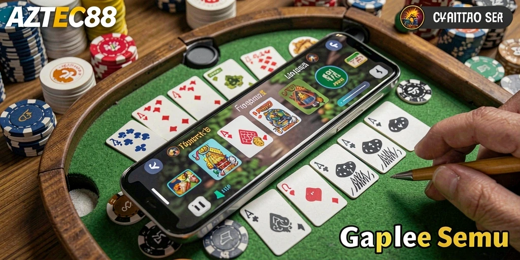 Screenshot gameplay AZTEC88 yang menampilkan keseruan bermain Gaple.