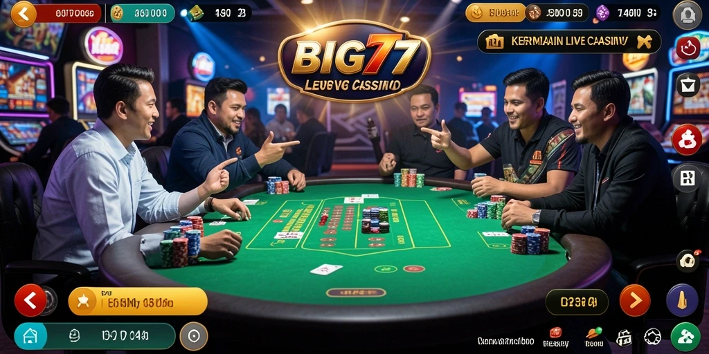 Tampilan menarik dari gameplay Live Casino di BIG77.
