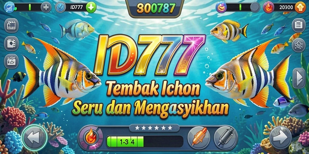 Screenshot gameplay ID777 menampilkan serunya berburu ikan di bawah laut.