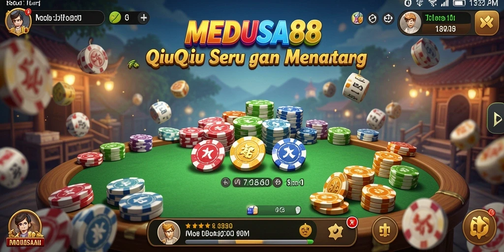 Screenshot gameplay MEDUSA88 menampilkan suasana QiuQiu yang seru.