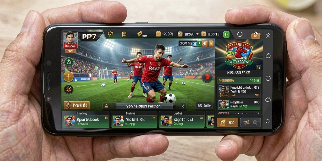 Screenshot gameplay PP7 menampilkan suasana taruhan olahraga yang seru.