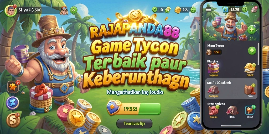 Screenshot utama RAJAPANDA88 menampilkan gameplay mengelola bisnis yang seru.