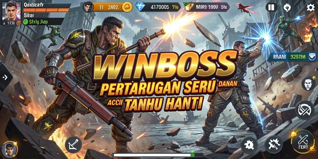 Tampilan gameplay seru dari WINBOSS dengan pertempuran yang intens.