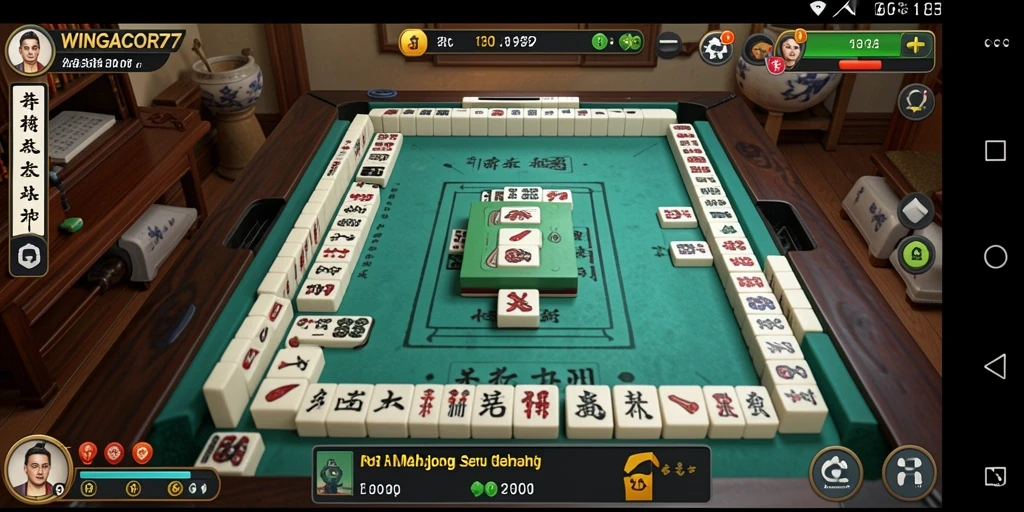 Tampilan gameplay menarik dari aplikasi WINGACOR77 saat bermain Mahjong.